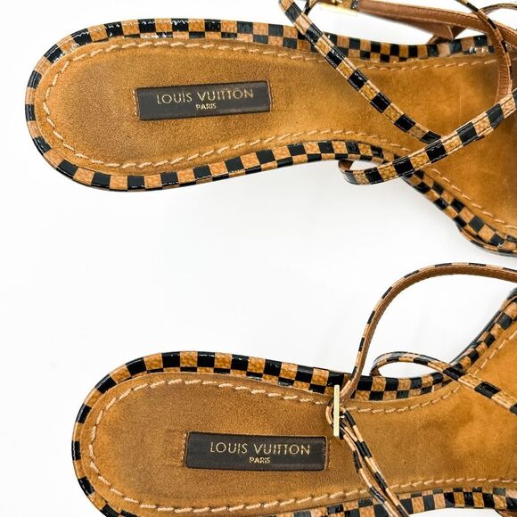 Louis Vuitton LV Damier Ebene Patent Heels Sandals EU 40 US 10 - Picture 9 of 12